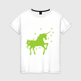 Женская футболка хлопок с принтом Единорог в Санкт-Петербурге, 100% хлопок | прямой крой, круглый вырез горловины, длина до линии бедер, слегка спущенное плечо | unicorn | единорог | единорожик | единорожка