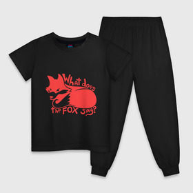 Детская пижама хлопок с принтом What does the fox say? в Санкт-Петербурге, 100% хлопок |  брюки и футболка прямого кроя, без карманов, на брюках мягкая резинка на поясе и по низу штанин
 | Тематика изображения на принте: лиса