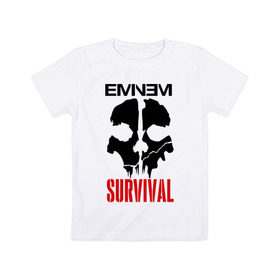 Детская футболка хлопок с принтом Eminem - Survival в Санкт-Петербурге, 100% хлопок | круглый вырез горловины, полуприлегающий силуэт, длина до линии бедер | eminem   survival | gangsta | gansta | hip | hip hop | hop | media | rap | survival выживание | еп | рэп | рэпчина | хип | хип хоп | хоп | эминем