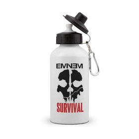 Бутылка спортивная с принтом Eminem - Survival в Санкт-Петербурге, металл | емкость — 500 мл, в комплекте две пластиковые крышки и карабин для крепления | eminem   survival | gangsta | gansta | hip | hip hop | hop | media | rap | survival выживание | еп | рэп | рэпчина | хип | хип хоп | хоп | эминем
