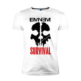 Мужская футболка премиум с принтом Eminem - Survival в Санкт-Петербурге, 92% хлопок, 8% лайкра | приталенный силуэт, круглый вырез ворота, длина до линии бедра, короткий рукав | eminem   survival | gangsta | gansta | hip | hip hop | hop | media | rap | survival выживание | еп | рэп | рэпчина | хип | хип хоп | хоп | эминем