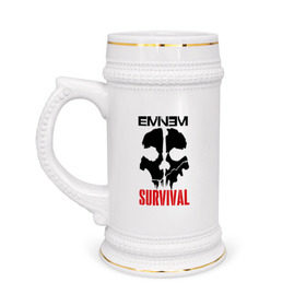 Кружка пивная с принтом Eminem - Survival в Санкт-Петербурге,  керамика (Материал выдерживает высокую температуру, стоит избегать резкого перепада температур) |  объем 630 мл | eminem   survival | gangsta | gansta | hip | hip hop | hop | media | rap | survival выживание | еп | рэп | рэпчина | хип | хип хоп | хоп | эминем