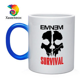 Кружка хамелеон с принтом Eminem - Survival в Санкт-Петербурге, керамика | меняет цвет при нагревании, емкость 330 мл | eminem   survival | gangsta | gansta | hip | hip hop | hop | media | rap | survival выживание | еп | рэп | рэпчина | хип | хип хоп | хоп | эминем