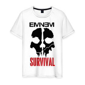 Мужская футболка хлопок с принтом Eminem - Survival в Санкт-Петербурге, 100% хлопок | прямой крой, круглый вырез горловины, длина до линии бедер, слегка спущенное плечо. | Тематика изображения на принте: eminem   survival | gangsta | gansta | hip | hip hop | hop | media | rap | survival выживание | еп | рэп | рэпчина | хип | хип хоп | хоп | эминем