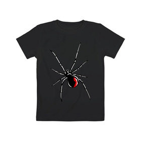 Детская футболка хлопок с принтом Черная вдова в Санкт-Петербурге, 100% хлопок | круглый вырез горловины, полуприлегающий силуэт, длина до линии бедер | паук | тарантул | черная вдова | черная вдованасекомые
