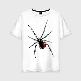 Женская футболка хлопок Oversize с принтом Черная вдова в Санкт-Петербурге, 100% хлопок | свободный крой, круглый ворот, спущенный рукав, длина до линии бедер
 | паук | тарантул | черная вдова | черная вдованасекомые