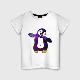 Детская футболка хлопок с принтом Пингвин просто космос в Санкт-Петербурге, 100% хлопок | круглый вырез горловины, полуприлегающий силуэт, длина до линии бедер | пингвин