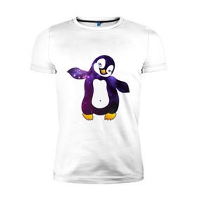 Мужская футболка премиум с принтом Пингвин просто космос в Санкт-Петербурге, 92% хлопок, 8% лайкра | приталенный силуэт, круглый вырез ворота, длина до линии бедра, короткий рукав | пингвин