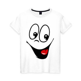 Женская футболка хлопок с принтом Заразительная улыбка в Санкт-Петербурге, 100% хлопок | прямой крой, круглый вырез горловины, длина до линии бедер, слегка спущенное плечо | smile | заразительная улыбка | смайл | смайлик | смайлы | улыбка