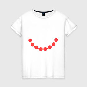 Женская футболка хлопок с принтом Жемчуг в Санкт-Петербурге, 100% хлопок | прямой крой, круглый вырез горловины, длина до линии бедер, слегка спущенное плечо | бижутерия | бусики | бусы | девушкам | для девушек | жемчуг | разноцветные | украшения