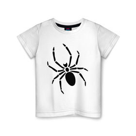 Детская футболка хлопок с принтом Страшный паук в Санкт-Петербурге, 100% хлопок | круглый вырез горловины, полуприлегающий силуэт, длина до линии бедер | насекомые | паук | паук на спине | страшный паук | тарантул