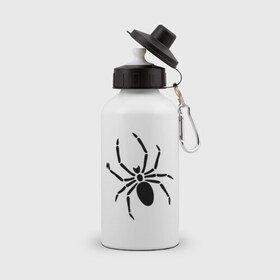 Бутылка спортивная с принтом Страшный паук в Санкт-Петербурге, металл | емкость — 500 мл, в комплекте две пластиковые крышки и карабин для крепления | насекомые | паук | паук на спине | страшный паук | тарантул
