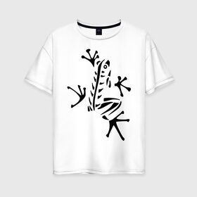 Женская футболка хлопок Oversize с принтом Лягуха в Санкт-Петербурге, 100% хлопок | свободный крой, круглый ворот, спущенный рукав, длина до линии бедер
 | животные | лягушка | лягушка путешественница | подарки