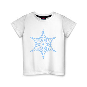 Детская футболка хлопок с принтом Кристальная снежинка в Санкт-Петербурге, 100% хлопок | круглый вырез горловины, полуприлегающий силуэт, длина до линии бедер | 2014 | happy | happy new year | new year | santa | santa clows | год лошади | кристал | кристалическая звезда | кристальная снежинка | лошадь | новый год | олень | рудольф | санта | санта клаус | снег | снежинка