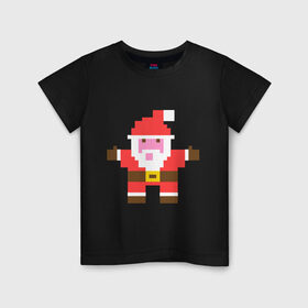 Детская футболка хлопок с принтом Пиксельный Дед Мороз в Санкт-Петербурге, 100% хлопок | круглый вырез горловины, полуприлегающий силуэт, длина до линии бедер | 8 bit | дед мороз | пиксели | пиксельный | рождество | с новым годом | с рождеством | санта клаус