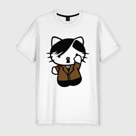 Мужская футболка премиум с принтом Kitty Hitler в Санкт-Петербурге, 92% хлопок, 8% лайкра | приталенный силуэт, круглый вырез ворота, длина до линии бедра, короткий рукав | kitty hitler | кошки | прикольные картинки