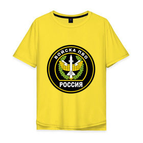 Мужская футболка хлопок Oversize с принтом ПВО в Санкт-Петербурге, 100% хлопок | свободный крой, круглый ворот, “спинка” длиннее передней части | армейские | войска пво | пво | россия | силовые структуры