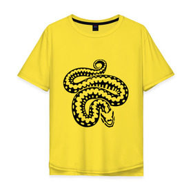 Мужская футболка хлопок Oversize с принтом Силуэт змеи в Санкт-Петербурге, 100% хлопок | свободный крой, круглый ворот, “спинка” длиннее передней части | Тематика изображения на принте: животные | змеиная кожа | змея | прикольные картинки | силуэт змеи