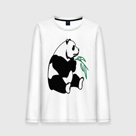 Мужской лонгслив хлопок с принтом Панда и бамбук в Санкт-Петербурге, 100% хлопок |  | бамбук | животные | панда ест бамбук | панда и бамбук