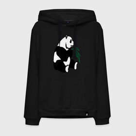 Мужская толстовка хлопок с принтом Панда и бамбук в Санкт-Петербурге, френч-терри, мягкий теплый начес внутри (100% хлопок) | карман-кенгуру, эластичные манжеты и нижняя кромка, капюшон с подкладом и шнурком | бамбук | животные | панда ест бамбук | панда и бамбук