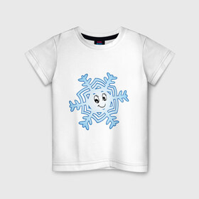 Детская футболка хлопок с принтом Рождественская снежинка в Санкт-Петербурге, 100% хлопок | круглый вырез горловины, полуприлегающий силуэт, длина до линии бедер | Тематика изображения на принте: 