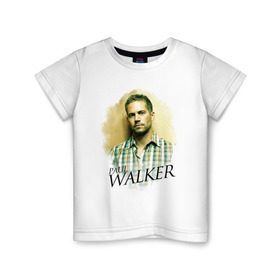 Детская футболка хлопок с принтом Paul Walker в Санкт-Петербурге, 100% хлопок | круглый вырез горловины, полуприлегающий силуэт, длина до линии бедер | paul walker | актер | пол уокер