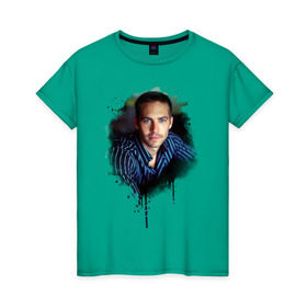 Женская футболка хлопок с принтом Paul Walker в Санкт-Петербурге, 100% хлопок | прямой крой, круглый вырез горловины, длина до линии бедер, слегка спущенное плечо | paul walker | актер | пол уокер