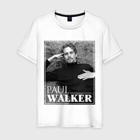 Мужская футболка хлопок с принтом Paul Walker в Санкт-Петербурге, 100% хлопок | прямой крой, круглый вырез горловины, длина до линии бедер, слегка спущенное плечо. | 