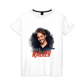 Женская футболка хлопок с принтом Пол Уокер в Санкт-Петербурге, 100% хлопок | прямой крой, круглый вырез горловины, длина до линии бедер, слегка спущенное плечо | paul walker | актер | пол уокер