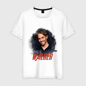 Мужская футболка хлопок с принтом Пол Уокер в Санкт-Петербурге, 100% хлопок | прямой крой, круглый вырез горловины, длина до линии бедер, слегка спущенное плечо. | paul walker | актер | пол уокер