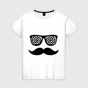 Женская футболка хлопок с принтом Хипстер в Санкт-Петербурге, 100% хлопок | прямой крой, круглый вырез горловины, длина до линии бедер, слегка спущенное плечо | 
