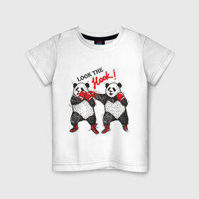 Детская футболка хлопок с принтом Look the Hook в Санкт-Петербурге, 100% хлопок | круглый вырез горловины, полуприлегающий силуэт, длина до линии бедер | панда