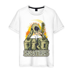 Мужская футболка хлопок с принтом PRO Skaters в Санкт-Петербурге, 100% хлопок | прямой крой, круглый вырез горловины, длина до линии бедер, слегка спущенное плечо. | pro skaters | разное спортивное | скейт | скейтбордисты | спорт