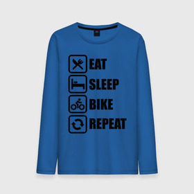 Мужской лонгслив хлопок с принтом Eat Sleep Bike Repeat в Санкт-Петербурге, 100% хлопок |  | Тематика изображения на принте: bike | eat | eat sleep bike repeat | repeat | sleep | велоспорт | кровать | спорт