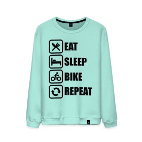 Мужской свитшот хлопок с принтом Eat Sleep Bike Repeat в Санкт-Петербурге, 100% хлопок |  | Тематика изображения на принте: bike | eat | eat sleep bike repeat | repeat | sleep | велоспорт | кровать | спорт