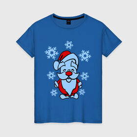 Женская футболка хлопок с принтом Дед Мороз в снегу в Санкт-Петербурге, 100% хлопок | прямой крой, круглый вырез горловины, длина до линии бедер, слегка спущенное плечо | 2014 год | дед мороз и снегновый год | дедушка  мороз | новогодний подарок | с новым годом | санта | снег | снежинки