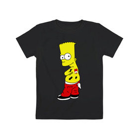 Детская футболка хлопок с принтом Барт в татуировках в Санкт-Петербурге, 100% хлопок | круглый вырез горловины, полуприлегающий силуэт, длина до линии бедер | барт в татуировках | кино | мультфильмы и тв | симпсоны | тату