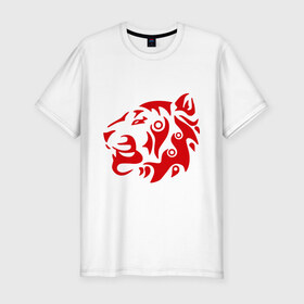Мужская футболка премиум с принтом Узор тигр в Санкт-Петербурге, 92% хлопок, 8% лайкра | приталенный силуэт, круглый вырез ворота, длина до линии бедра, короткий рукав | красный тигр | полосы | тигр | трайбол трайблы и узоры | узор | узор тигр