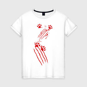 Женская футболка хлопок с принтом Нападение кота в Санкт-Петербурге, 100% хлопок | прямой крой, круглый вырез горловины, длина до линии бедер, слегка спущенное плечо | злой кот | когти | кошки | лапки | лапы | нападение кота | прикольные картинки | царапины