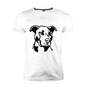 Мужская футболка премиум с принтом Питбуль (Pitbull) в Санкт-Петербурге, 92% хлопок, 8% лайкра | приталенный силуэт, круглый вырез ворота, длина до линии бедра, короткий рукав | Тематика изображения на принте: друг человека | животные | пес | питбуль (pitbull) | прикольные картинки | силуэт пса | собака