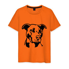 Мужская футболка хлопок с принтом Питбуль (Pitbull) в Санкт-Петербурге, 100% хлопок | прямой крой, круглый вырез горловины, длина до линии бедер, слегка спущенное плечо. | друг человека | животные | пес | питбуль (pitbull) | прикольные картинки | силуэт пса | собака