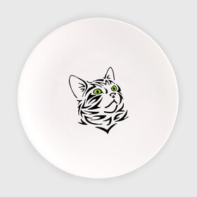 Тарелка с принтом Узор - кот в Санкт-Петербурге, фарфор | диаметр - 210 мм
диаметр для нанесения принта - 120 мм | Тематика изображения на принте: глаза | киска | кот с зеленными глазами | кошки | силуэт  кота | узор   кот