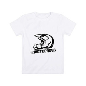 Детская футболка хлопок с принтом Motocross в Санкт-Петербурге, 100% хлопок | круглый вырез горловины, полуприлегающий силуэт, длина до линии бедер | motocross | автомобильные | гонки | мотоциклы | спорт | шлем