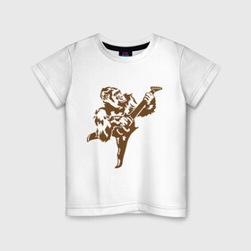 Детская футболка хлопок с принтом Горилла с электрогитарой в Санкт-Петербурге, 100% хлопок | круглый вырез горловины, полуприлегающий силуэт, длина до линии бедер | Тематика изображения на принте: гитара