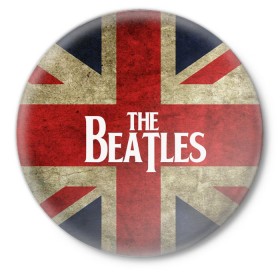 Значок с принтом The Beatles - London в Санкт-Петербурге,  металл | круглая форма, металлическая застежка в виде булавки | Тематика изображения на принте: the beatles   london | британский флаг | музыка | флаг