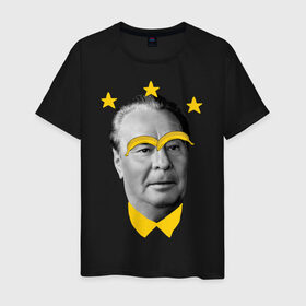 Мужская футболка хлопок с принтом Брежнев в Санкт-Петербурге, 100% хлопок | прямой крой, круглый вырез горловины, длина до линии бедер, слегка спущенное плечо. | банан