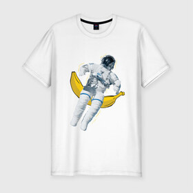 Мужская футболка премиум с принтом Космонавт в Санкт-Петербурге, 92% хлопок, 8% лайкра | приталенный силуэт, круглый вырез ворота, длина до линии бедра, короткий рукав | банан