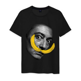Мужская футболка хлопок с принтом Дали в Санкт-Петербурге, 100% хлопок | прямой крой, круглый вырез горловины, длина до линии бедер, слегка спущенное плечо. | банан