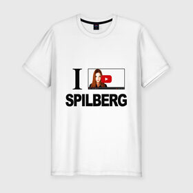 Мужская футболка премиум с принтом Саша Спилберг в Санкт-Петербурге, 92% хлопок, 8% лайкра | приталенный силуэт, круглый вырез ворота, длина до линии бедра, короткий рукав | Тематика изображения на принте: i love spilberg | sasha spilberg | видеоблоггер | люблю спилберг | саша спилберг