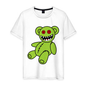 Мужская футболка хлопок с принтом Зомби мишка в Санкт-Петербурге, 100% хлопок | прямой крой, круглый вырез горловины, длина до линии бедер, слегка спущенное плечо. | зомби